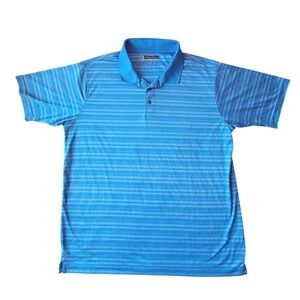 Pebble Beach Mens XL Blue Striped Dry-Luxe Performance Golf Polo Shirt Short Slv